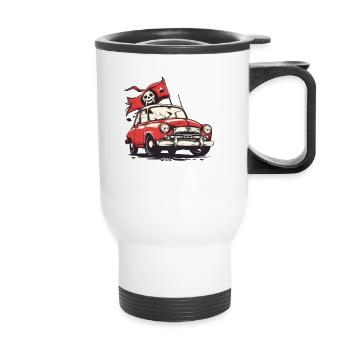 Parody Communist Pirate Retro Car - Thermal mug with handle - white - Front