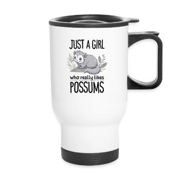Girl who loves cute opposums and marsupials - Thermal mug with handle - white - Front