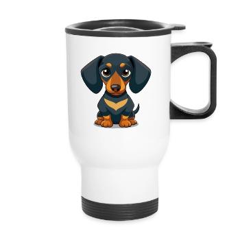 Chemise mignonne Cartoon Dachshund Puppy - Tasse isotherme avec poignée - blanc - Devant