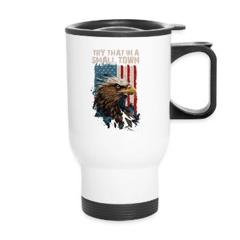 Small Town American Retro Eagle Vintage - Thermal mug with handle - white - Front