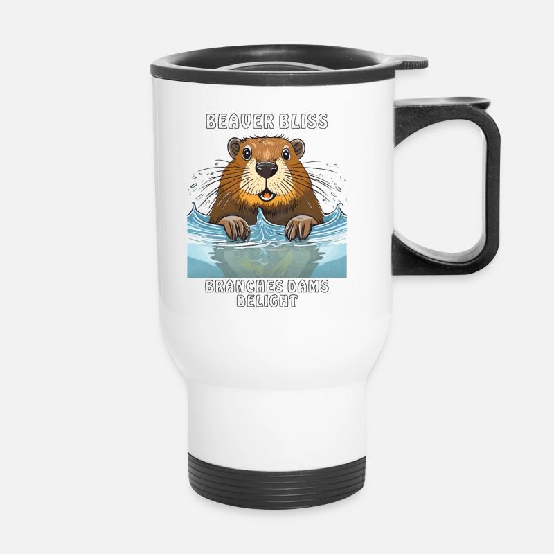 BEAVER BLISS BRANCHES DAMS DELIGHT - Thermal mug with handle - white