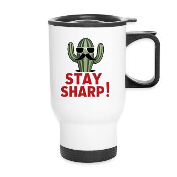 Lunettes de soleil élégantes à moustache Cactus Stay Sharp - Tasse isotherme avec poignée - blanc - Devant