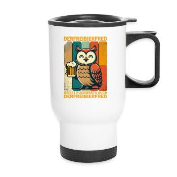 The free beer Fred is called backwards, also the - Thermal mug with handle - white - Front