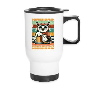 The free beer Fred is called backwards, also the - Thermal mug with handle - white - Front