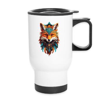 Fuchs Spirituelles Mandala Tier Traumfänger Design - Thermobecher mit Tragegriff - Weiß - Vorne