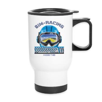 KEYBOARD RACING HELMET SIM RACING - Thermal mug with handle - white - Front
