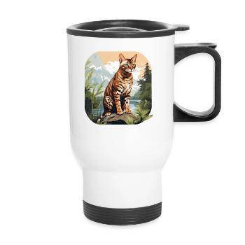 Bengal Cat Bengalkatze - Thermobecher mit Tragegriff - Weiß - Vorne