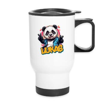 LUKE - Beau prénom de garçon avec un panda cool - Tasse isotherme avec poignée - blanc - Devant