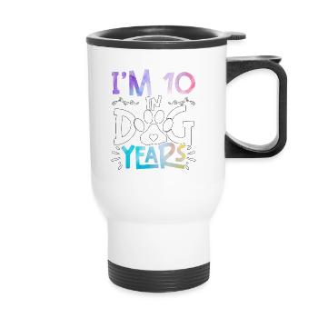 70 Years I'm 10 In Dog Years For Dog Owners - Thermal mug with handle - white - Front