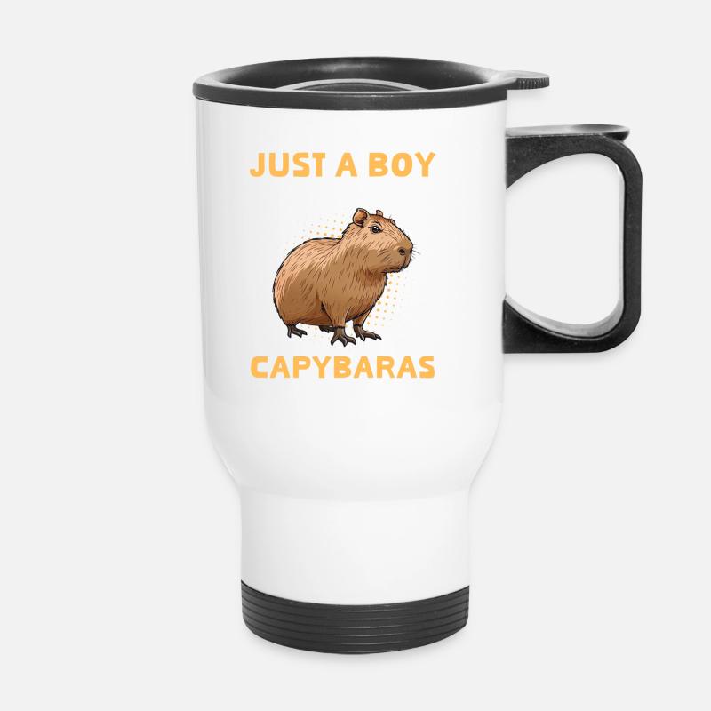 Just A Boy Who Loves Capybaras - Capybarasdesign - Thermobecher mit Tragegriff - Weiß