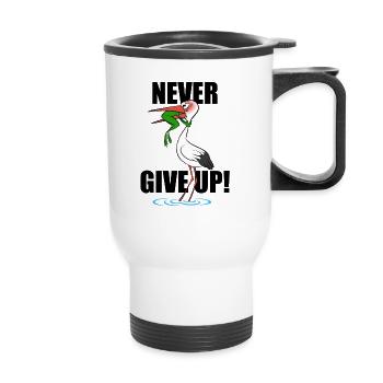 Frosch und Storch - Never give up - Thermobecher mit Tragegriff - Weiß - Vorne