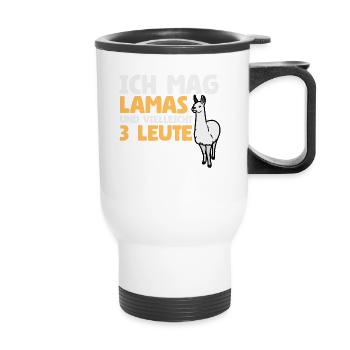 J’aime les lamas et peut-être 3 personnes - Tasse isotherme avec poignée - blanc - Devant