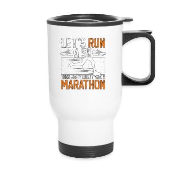 Lets Run A 5k For Runners Running Half Marathon - Thermal mug with handle - white - Front