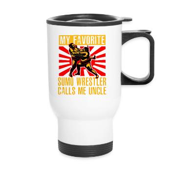 Mon lutteur de sumo préféré m’appelle oncle - Tasse isotherme avec poignée - blanc - Devant