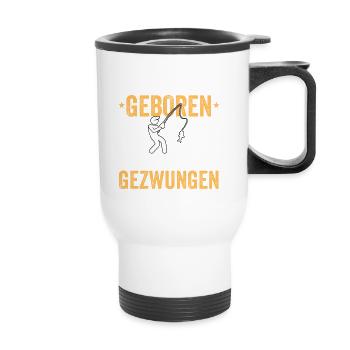 Nés pour pêcher, forcés de travailler - Tasse isotherme avec poignée - blanc - Devant