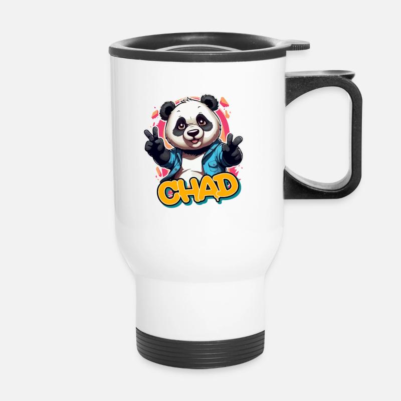 CHAD - Schöner Jungen Name mit coolem Panda - Thermobecher mit Tragegriff - Weiß