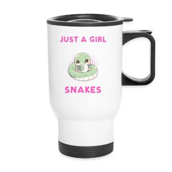 Just A Girl Who Loves Snakes - Thermobecher mit Tragegriff - Weiß - Vorne