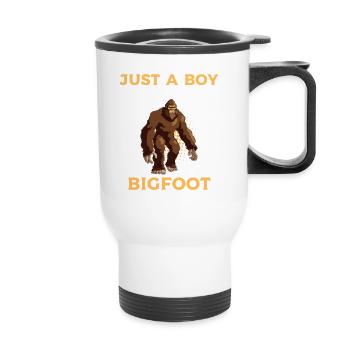 Just A Boy Who Loves Bigfoot - Bigfootdesign - Thermobecher mit Tragegriff - Weiß - Vorne