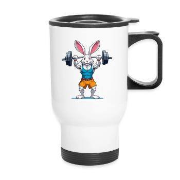Lapin de Pâques Musculation Animal Drôle Séance D’entraînement - Tasse isotherme avec poignée - blanc - Devant