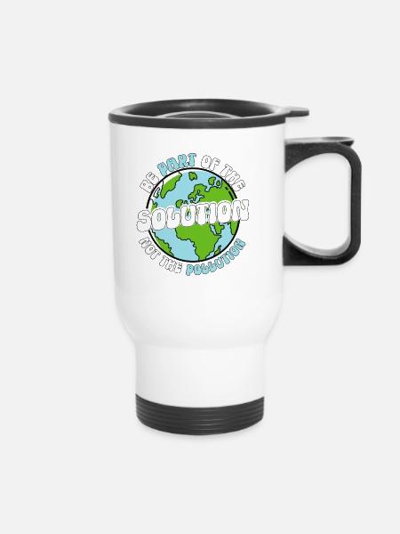 Faites partie de la solution, pas de la pollution - Tasse isotherme avec poignée - blanc