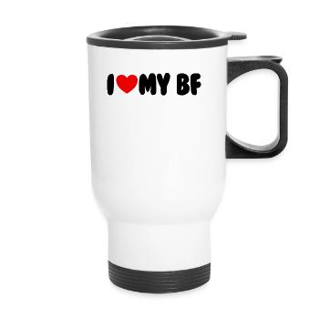 Ich liebe mein BF Red Heart Matching Couple Boyfri - Thermobecher mit Tragegriff - Weiß - Vorne