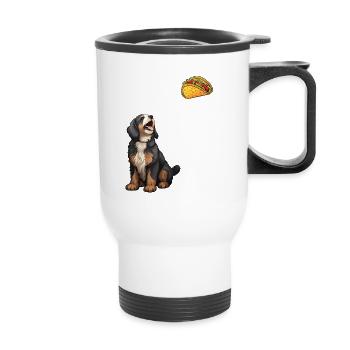 Bernedoodle Staring At Taco - Thermal mug with handle - white - Front