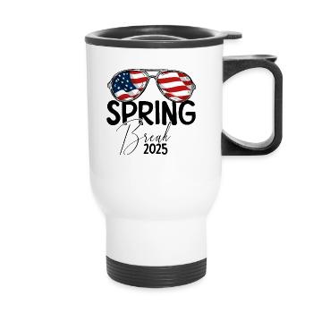 Spring Break 2025 Patriotische USA-Flagge Spring B - Thermobecher mit Tragegriff - Weiß - Vorne