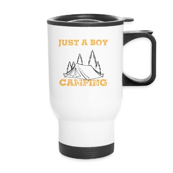 Juste un garçon qui aime le camping - Tasse isotherme avec poignée - blanc - Devant
