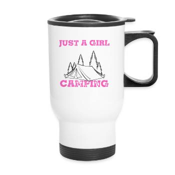 Juste une fille qui aime le camping - Tasse isotherme avec poignée - blanc - Devant
