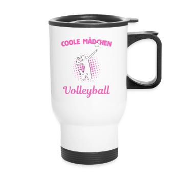 Coole Mädchen Spielen Volleyball - Thermobecher mit Tragegriff - Weiß - Vorne