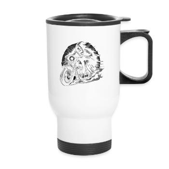 Skeleton Biker The Last Tour Guide Motorcycle Fan - Thermal mug with handle - white - Front