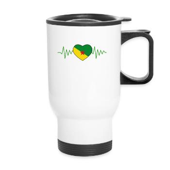 Drapeau Guyane Homme Femme Ligne De Vie - Tasse isotherme avec poignée - blanc - Devant