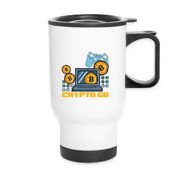 Cryptocurrency Rewards Gaming Blockchain Gamer - Thermal mug with handle - white - Front