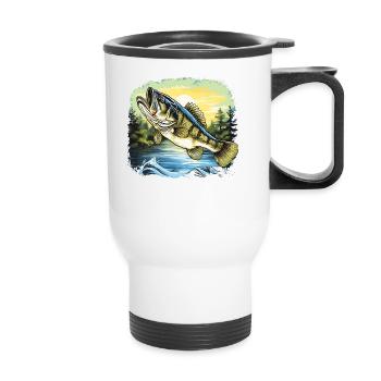 Bass Fish - Thermal mug with handle - white - Front