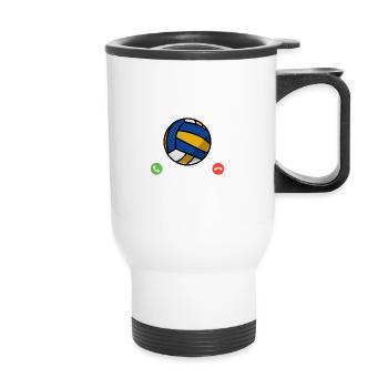 Le volley-ball m’appelle et je dois y aller - Tasse isotherme avec poignée - blanc - Devant