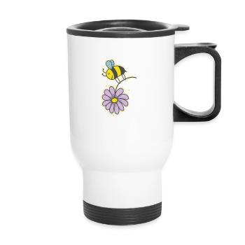 Bee with Flower Animals Nature Beekeeper - Thermal mug with handle - white - Front