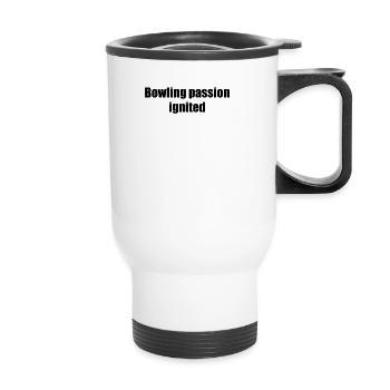 Bowling - La passion du bowling s’enflamme - Tasse isotherme avec poignée - blanc - Devant