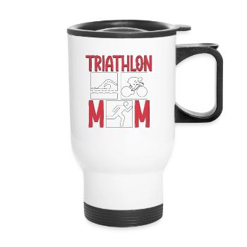 Triathlon Mom für Triathleten - Thermobecher mit Tragegriff - Weiß - Vorne