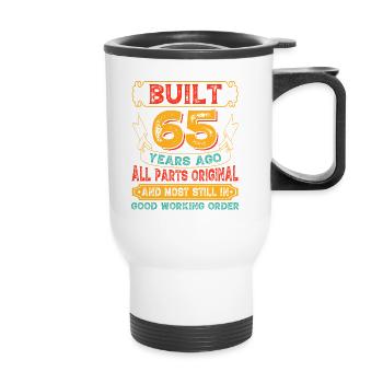 Built 65 Years Ago Original Parts Retro Birthday - Thermal mug with handle - white - Front