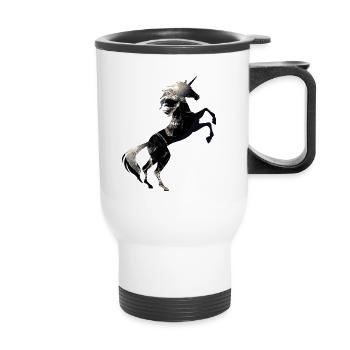 Einhorn Gruseliger Totenkopf Symbol TShirt Magisches Einhorn - Thermobecher mit Tragegriff - Weiß - Vorne