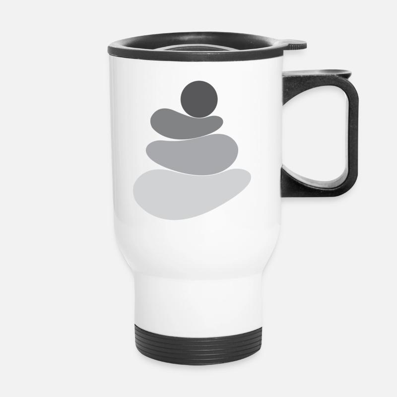 Graues Stein-/Felsen-Logo - Thermobecher mit Tragegriff - Weiß