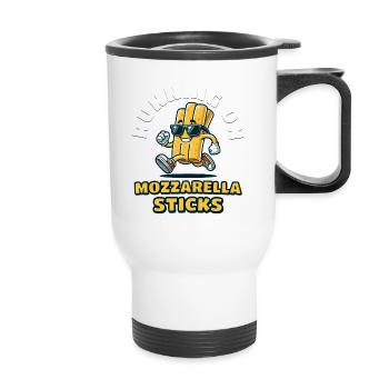 Courir sur des bâtonnets de mozzarella - Tasse isotherme avec poignée - blanc - Devant