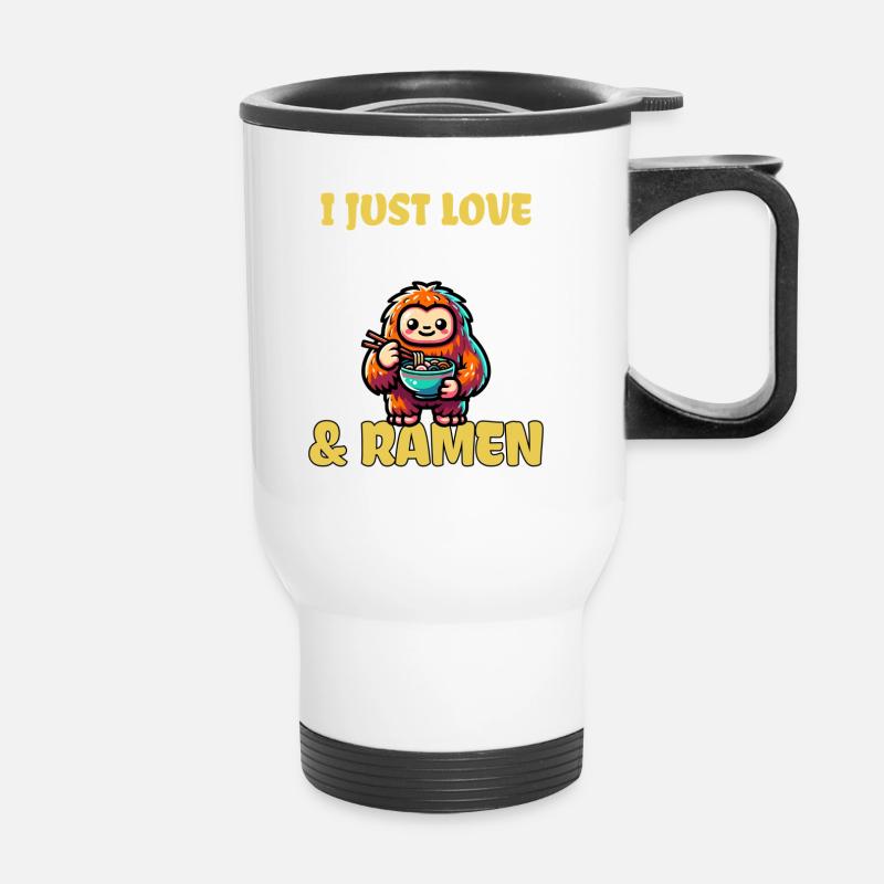 I Just Love Bigfoot And Ramen - Thermobecher mit Tragegriff - Weiß