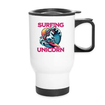 Surfing Unicorn - Thermobecher mit Tragegriff - Weiß - Vorne