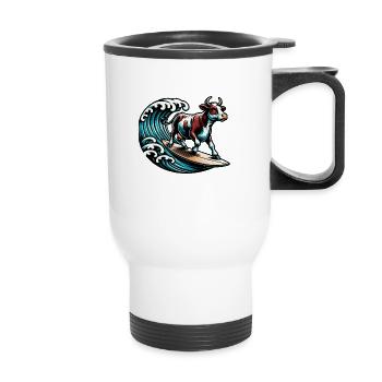 Vache surfeuse - Tasse isotherme avec poignée - blanc - Devant