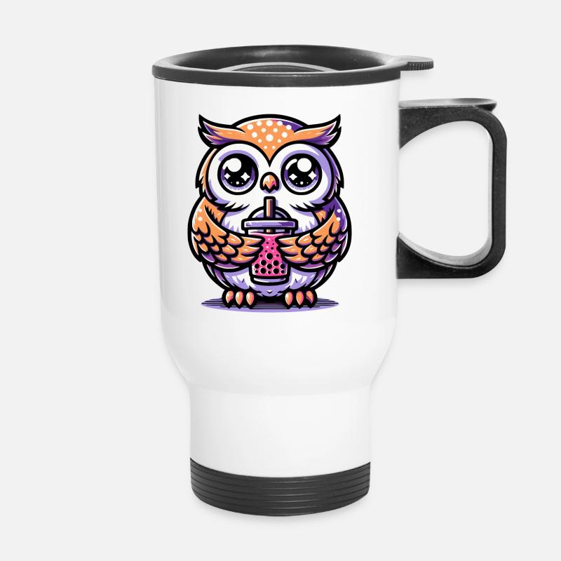 Bubble Tea Owl Boba Tea Kawaii Gift - Thermal mug with handle - white