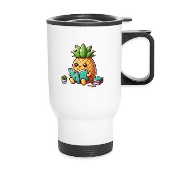 Reading pineapple - Thermal mug with handle - white - Front