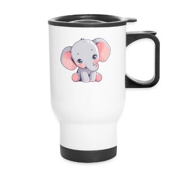 Elefanten Elefant - Thermobecher mit Tragegriff - Weiß - Vorne