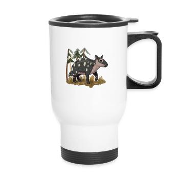 Niedliche Bergtapir-Illustration - Entzückendes Tier - Thermobecher mit Tragegriff - Weiß - Vorne