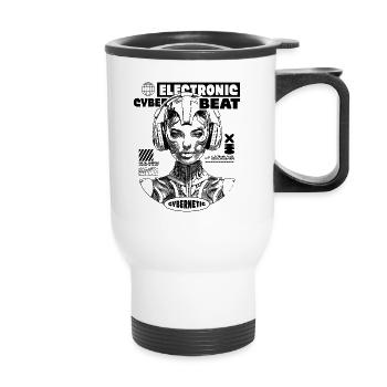 Futuristisches Elektronik-Shirt für Musikfans - Thermobecher mit Tragegriff - Weiß - Vorne
